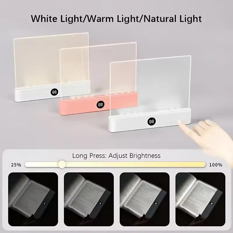 Flat Book Light, Rechargeable Clear LED Flat Book Lights with 3 Colors & Timer for Reading in Bed at Night, Eye Protection Panel Plate Lamp Gifts for Book Lover Night Reading - Image 5